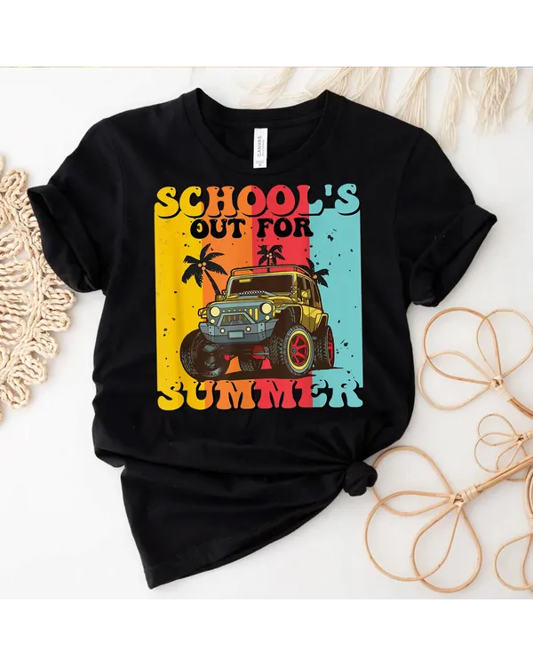 Funny School's Out For Summer Teacher Summer Vacation Groovy T-Shirt