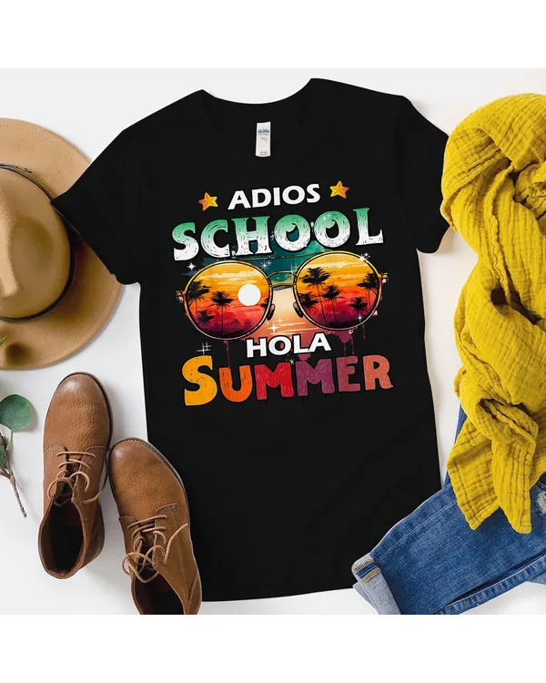 Retro Last Day Of School Out For Summer Teacher Girls Adios T-Shirt